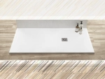 Receveur de douche en forme de trapèze, en fabrication sur mesure, largeur 60 à 210 cm X 60 à 100 cm, résine pleine masse PN24 de couleurs, LIVRAISON RAPIDE, OFFERTE